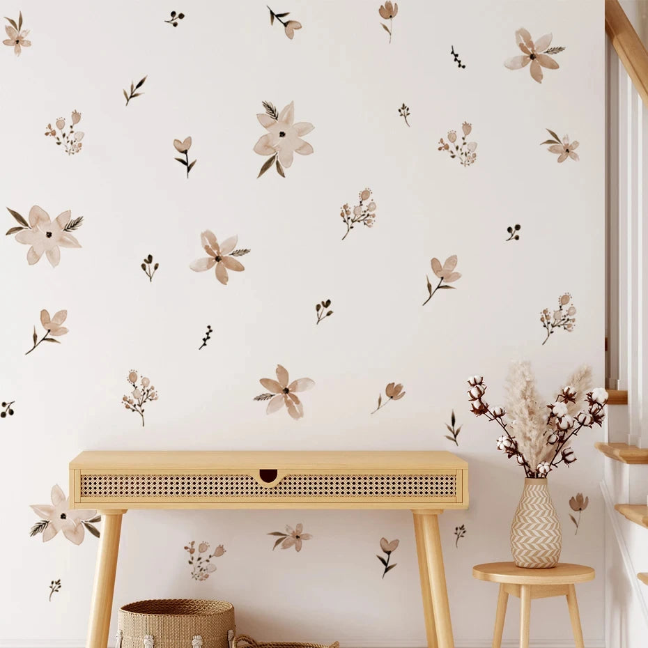 Boho Watercolor Floral Wall Stickers for Home Decor