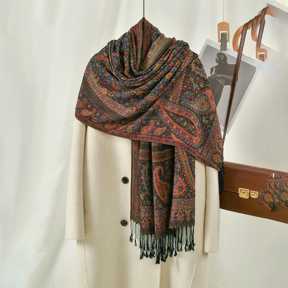 Women's Ethnic Paisley Pattern Large Scarf & Shawl