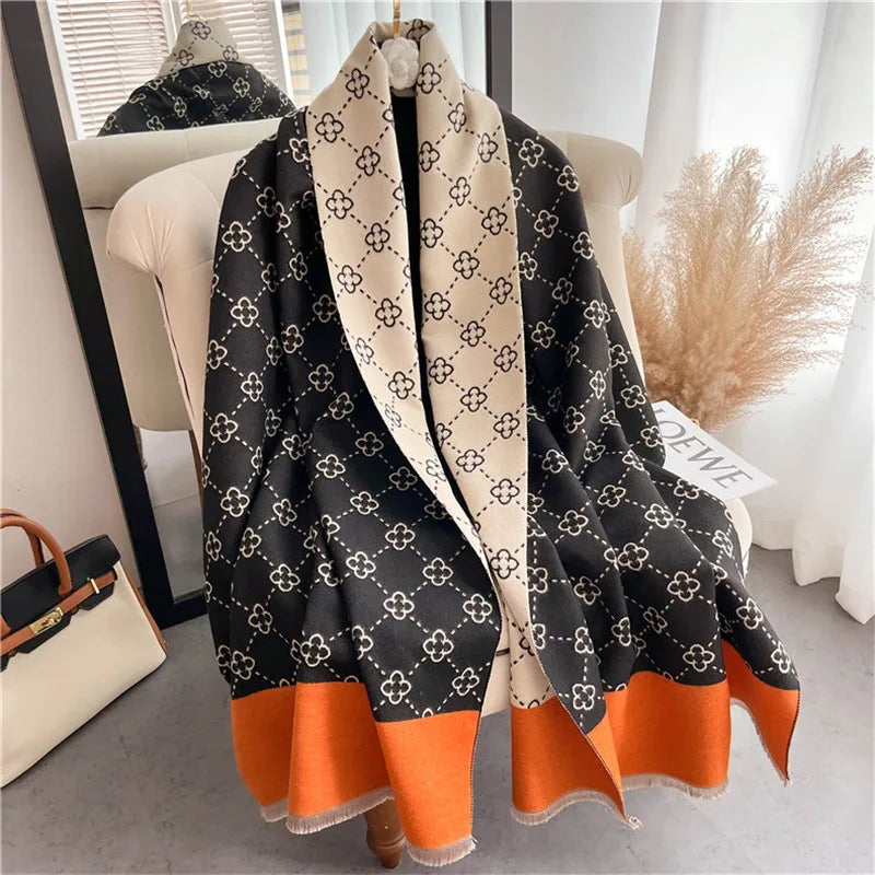 Women's Warm Patterned Poncho Shawl & Wrap
