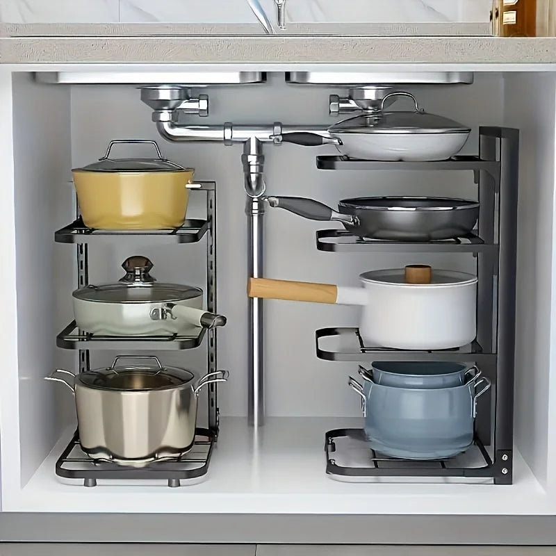 Adjustable Stainless Steel Pot & Pan Organizer Rack