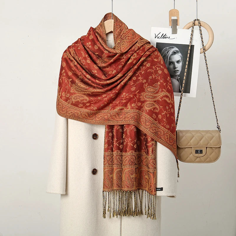 Women's Ethnic Paisley Pattern Large Scarf & Shawl