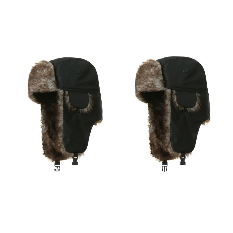 Men's Winter Faux Fur Ushanka Trapper Hat with Ear Flaps