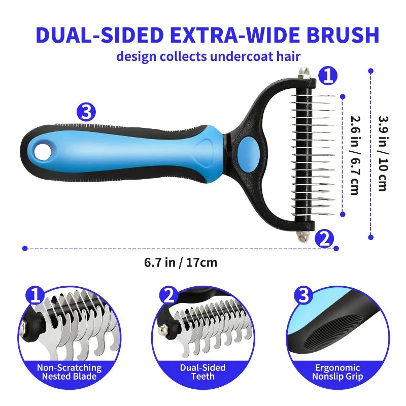 Self-Cleaning Pet Deshedding Brush for Dogs and Cats