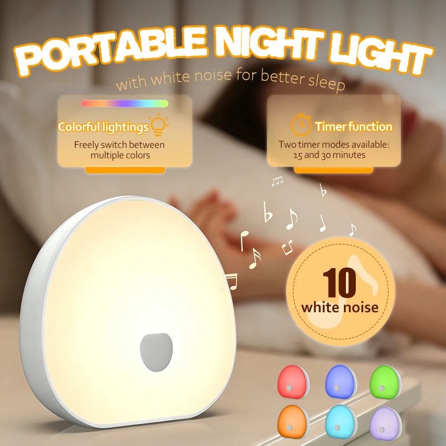 7-Color Portable Night Light – Soothing Ambient LED Lamp