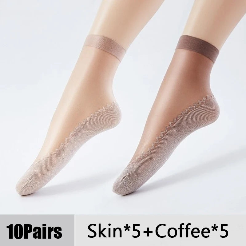 10-Pair Women's Ultra-Thin Summer Socks – Soft Breathable Everyday Socks