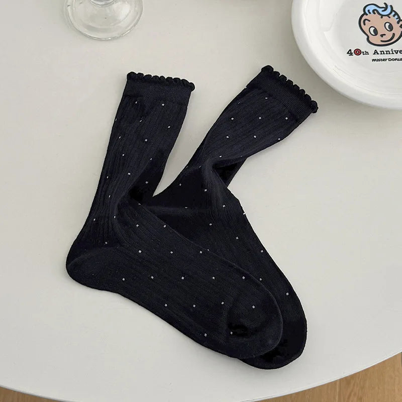 Women's Polka Dot Cotton Crew Socks – Soft Casual Everyday Socks