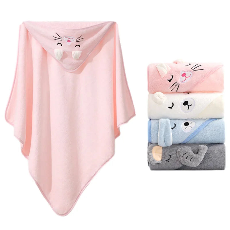 Cartoon Animal Baby Hooded Bath Towel – Soft Newborn Bath Wrap