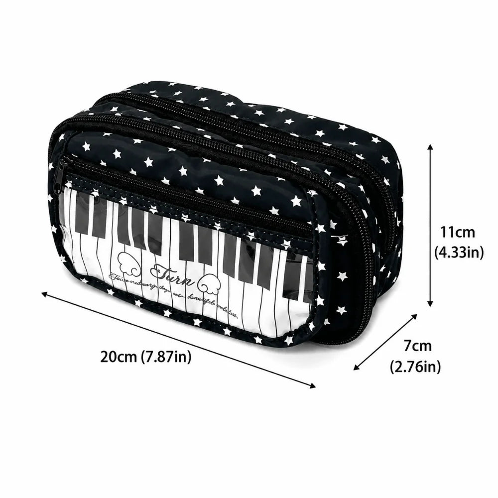 Korean Style Piano Keyboard Pencil Case – Multi-Layer Pen Bag