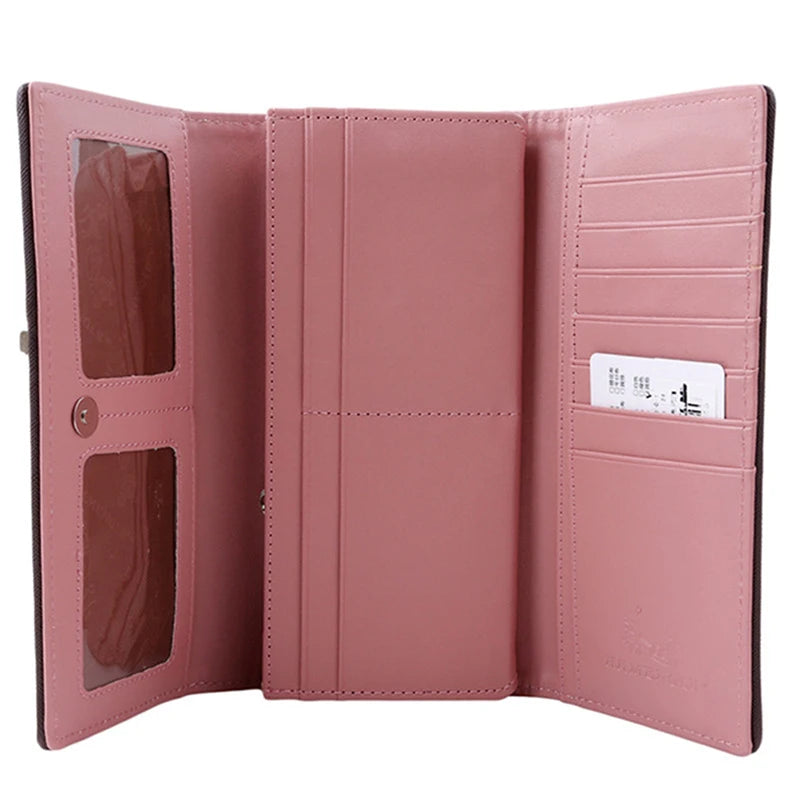 Women's Pink Long Wallet with Multiple Card Slots