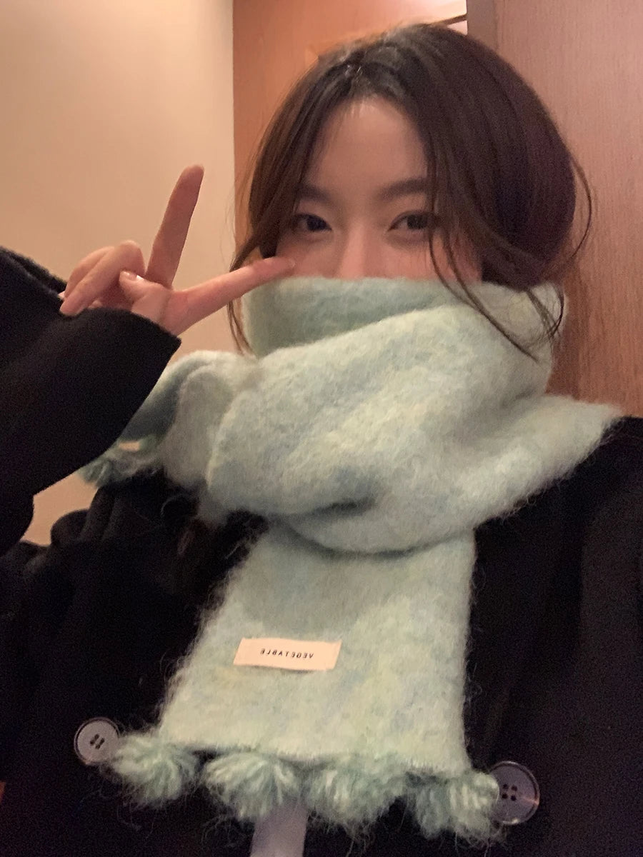 Women's Embroidered Knitted Winter Scarf – Warm Elegant Shawl