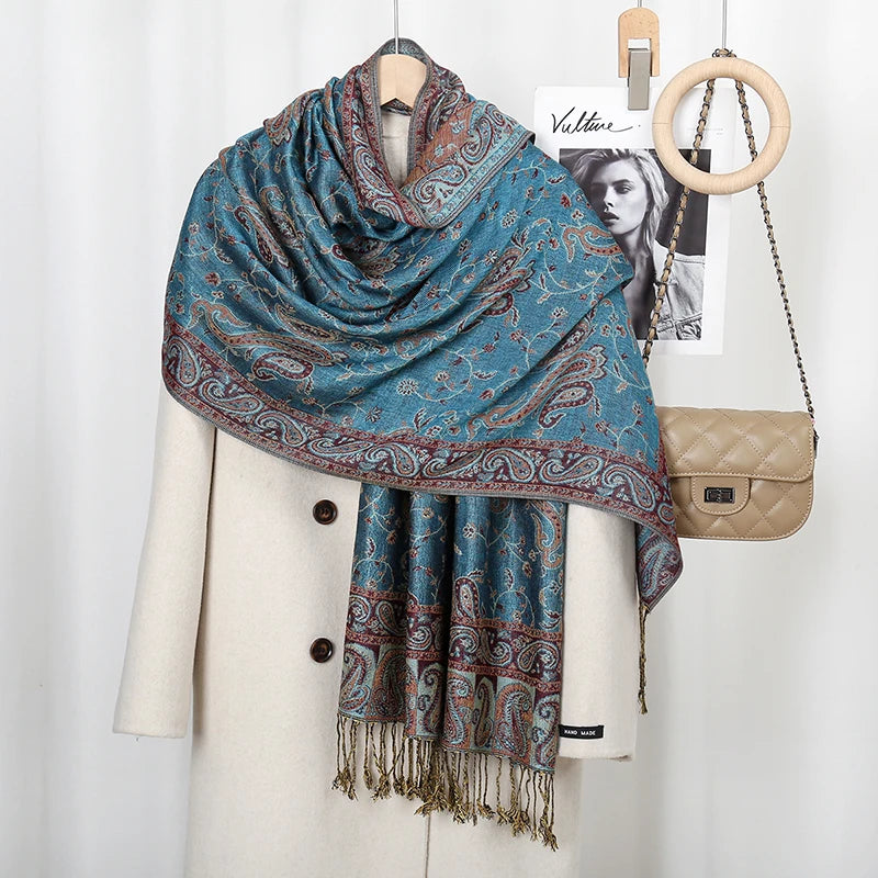 Women's Ethnic Paisley Pattern Large Scarf & Shawl