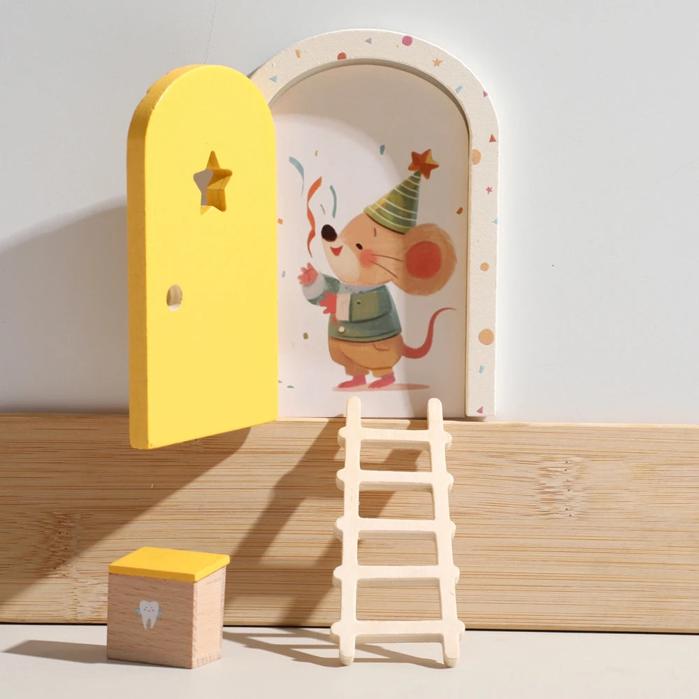 Mini Wooden Fairy Elf Door – Christmas Dollhouse Decoration