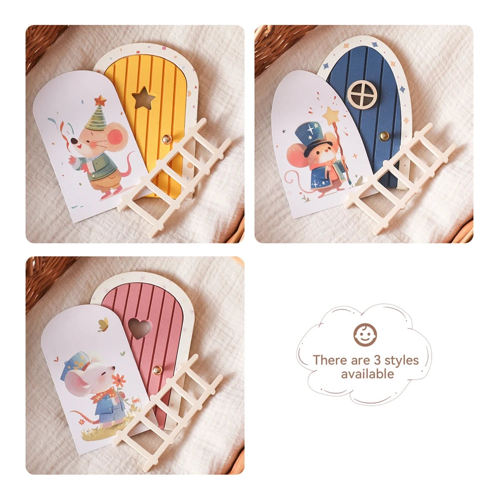 Mini Wooden Fairy Elf Door – Christmas Dollhouse Decoration
