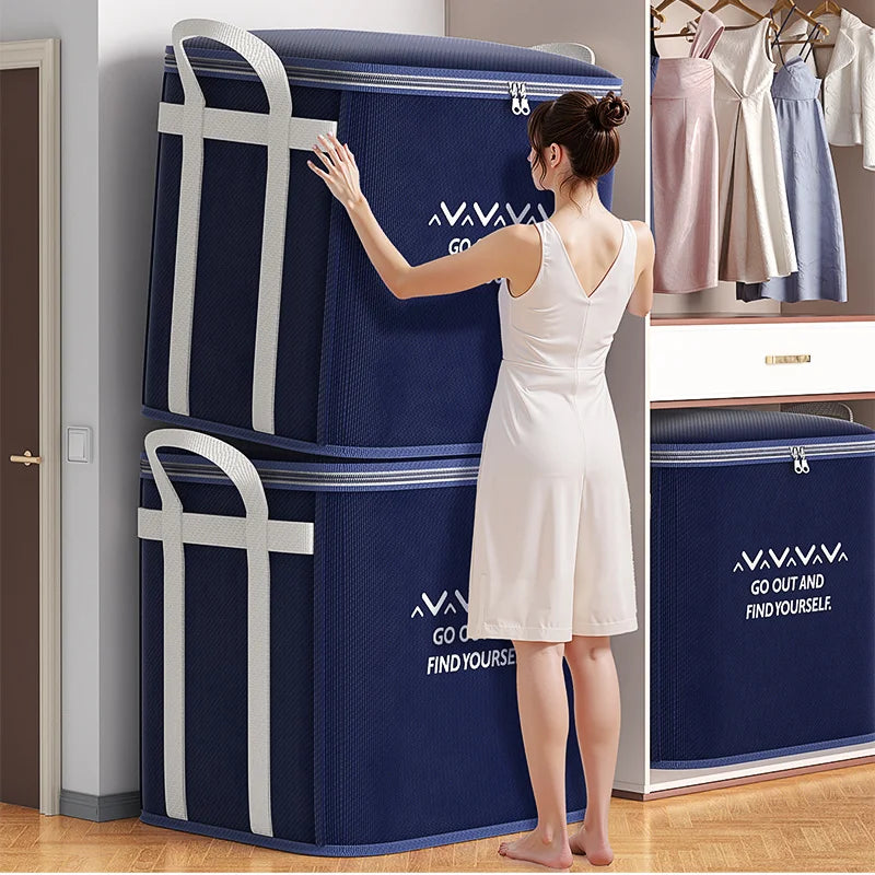 Large Clothes Storage Bag with Reinforced Handles – Foldable Home Organizer