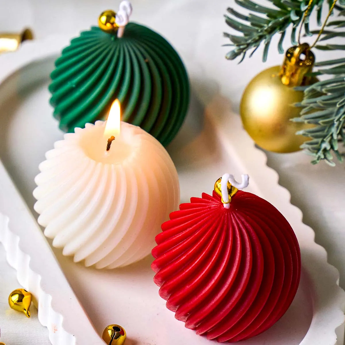 Christmas Decor3D Christmas Ball Silicone Candle Mold – DIY Holiday Candle Making