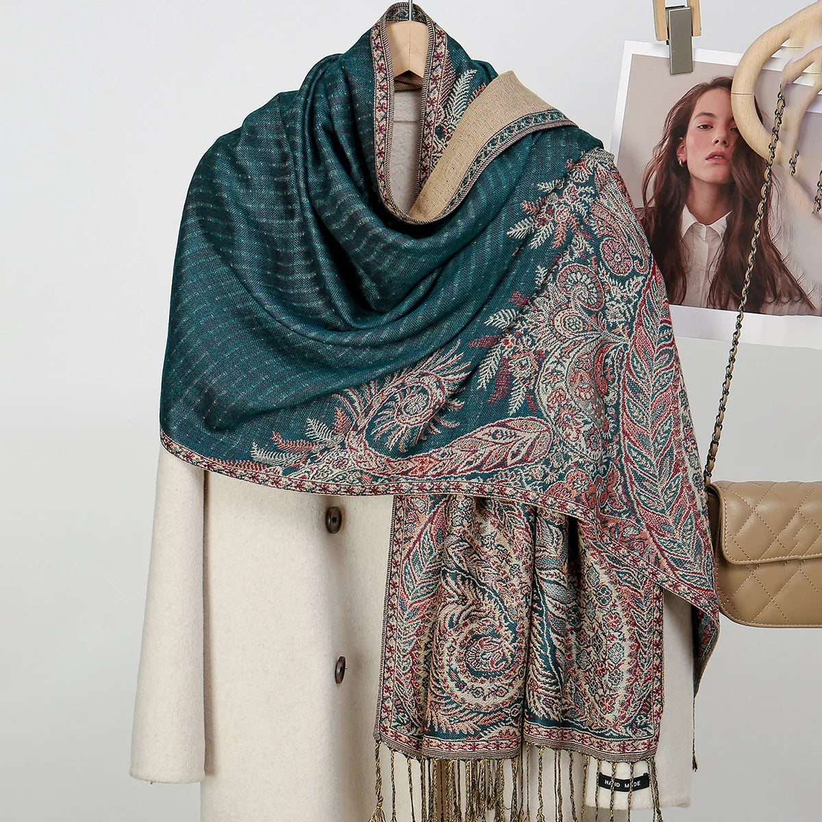 Women's Ethnic Paisley Pattern Large Scarf & Shawl
