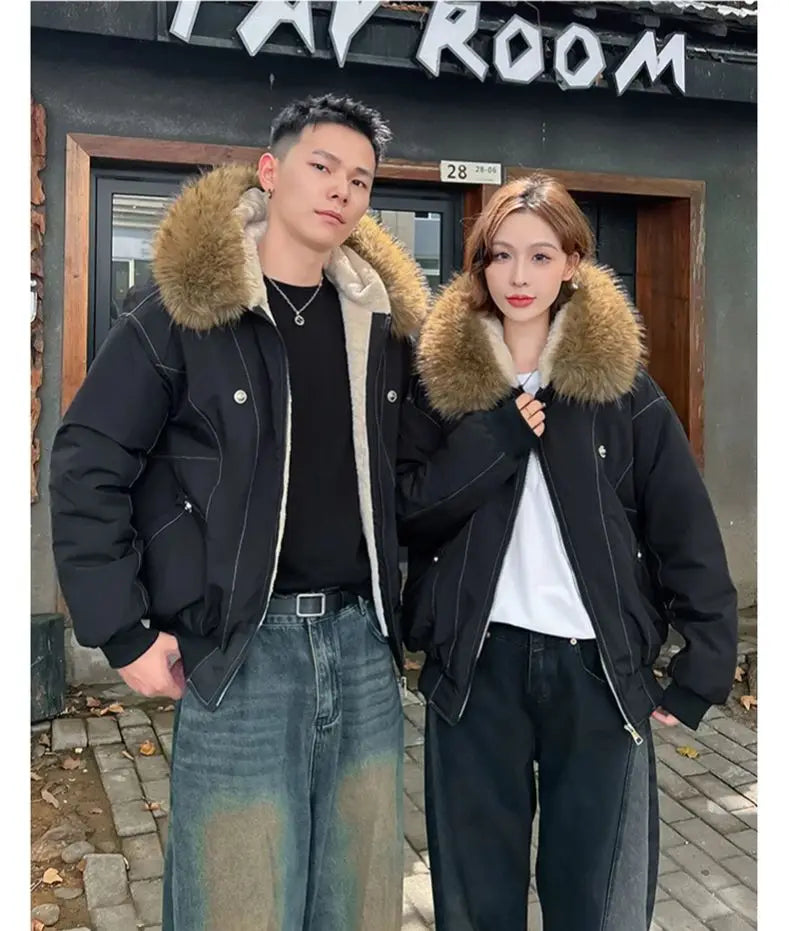 Women's Fur Collar Hooded Winter Parka – Warm Padded Coat