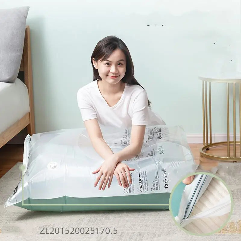 No-Pump Vacuum Storage Bags – Space-Saving Clothes & Bedding Organizer