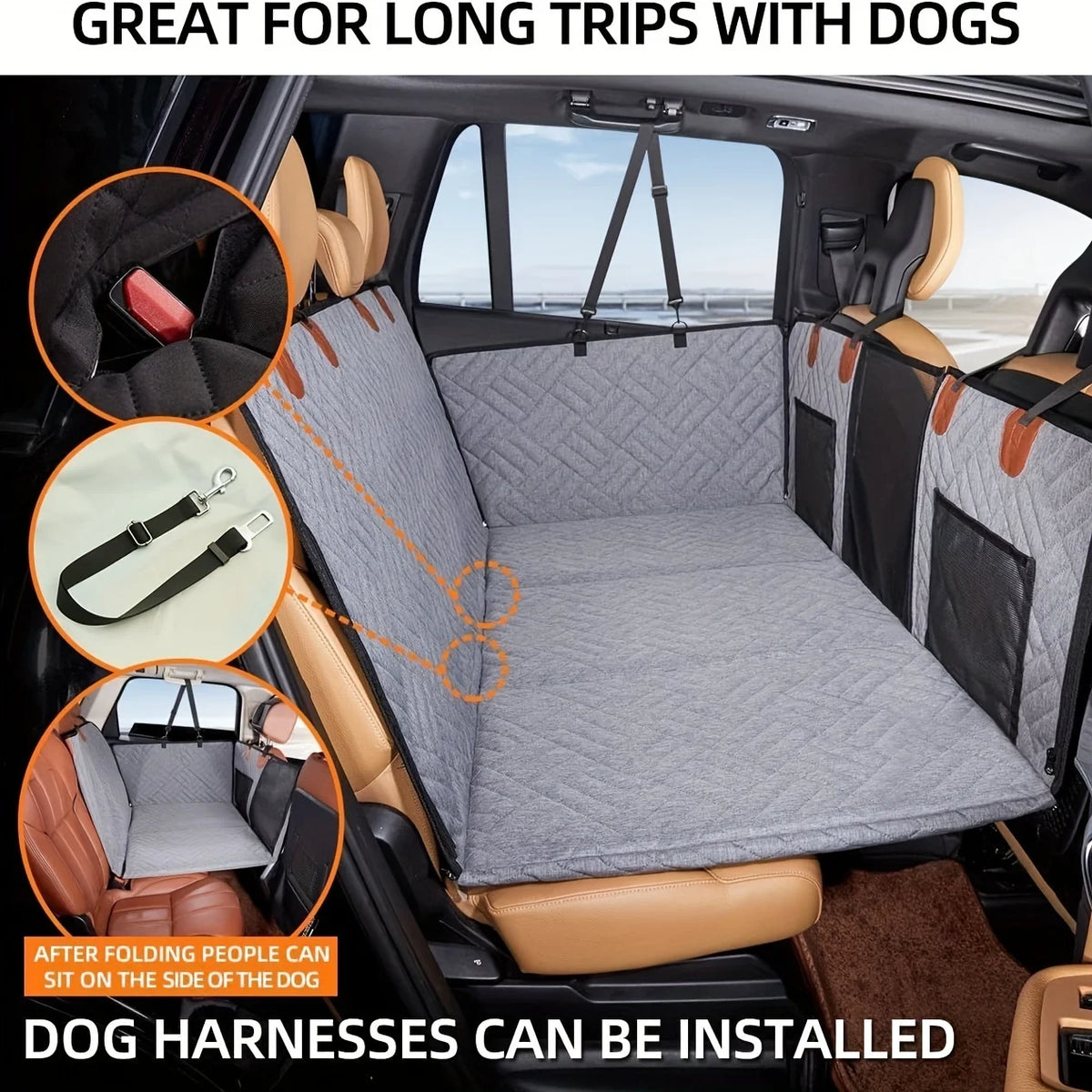 Waterproof Dog Car Back Seat Hammock Cover