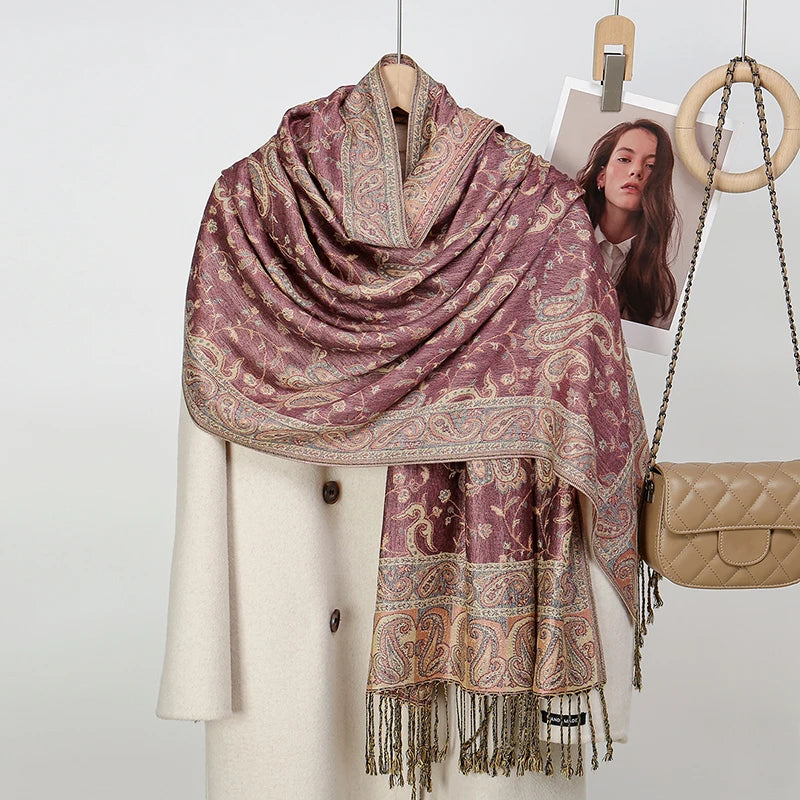Women's Ethnic Paisley Pattern Large Scarf & Shawl