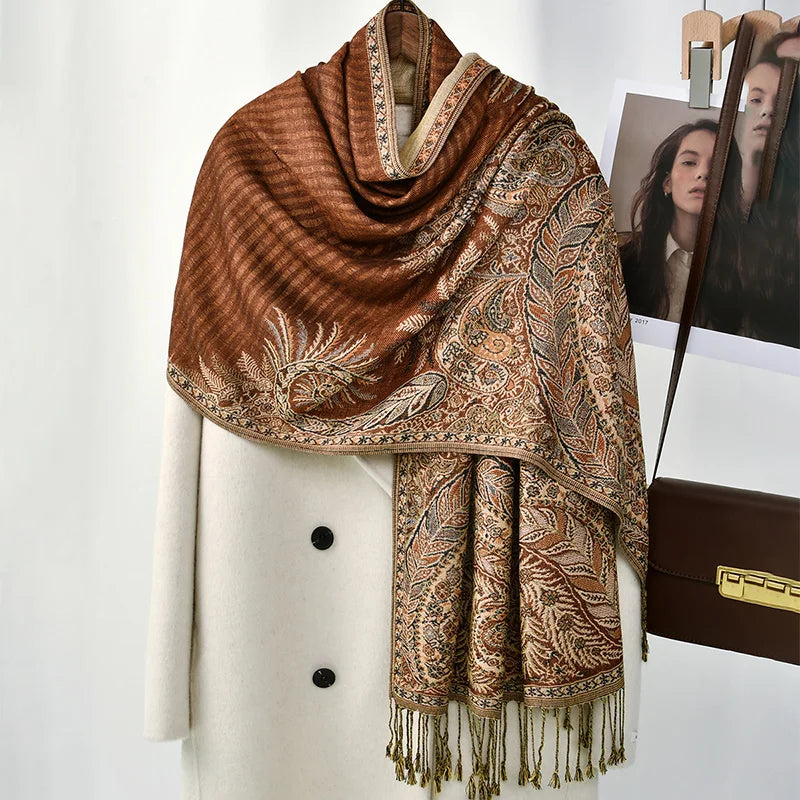 Women's Ethnic Paisley Pattern Large Scarf & Shawl