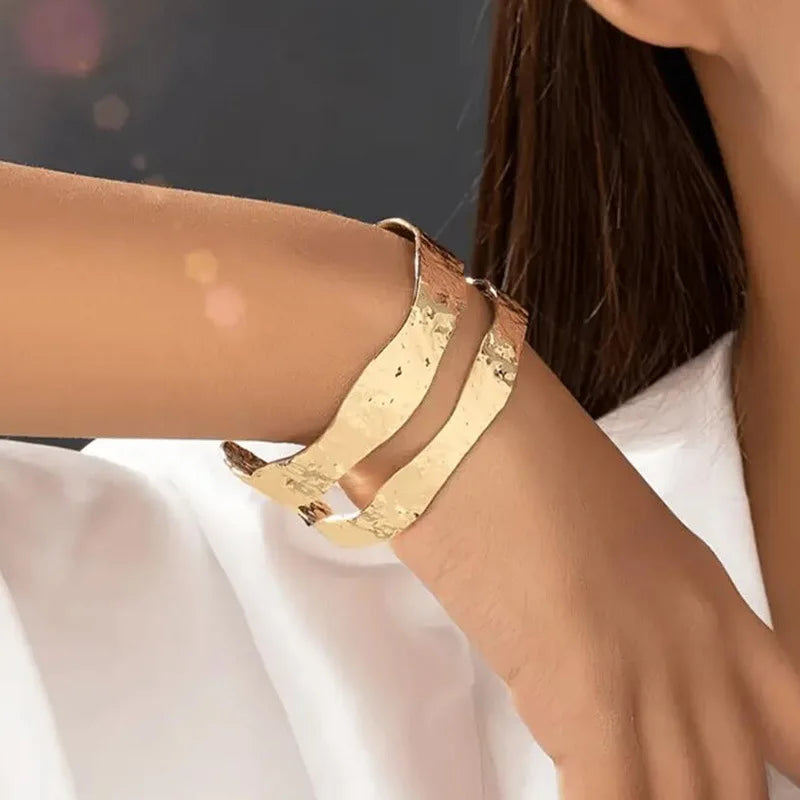 Women's Irregular Hammered Metal Cuff Bracelet