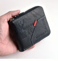 Men's PU Leather Bifold Wallet – Compact Zipper Card Holder