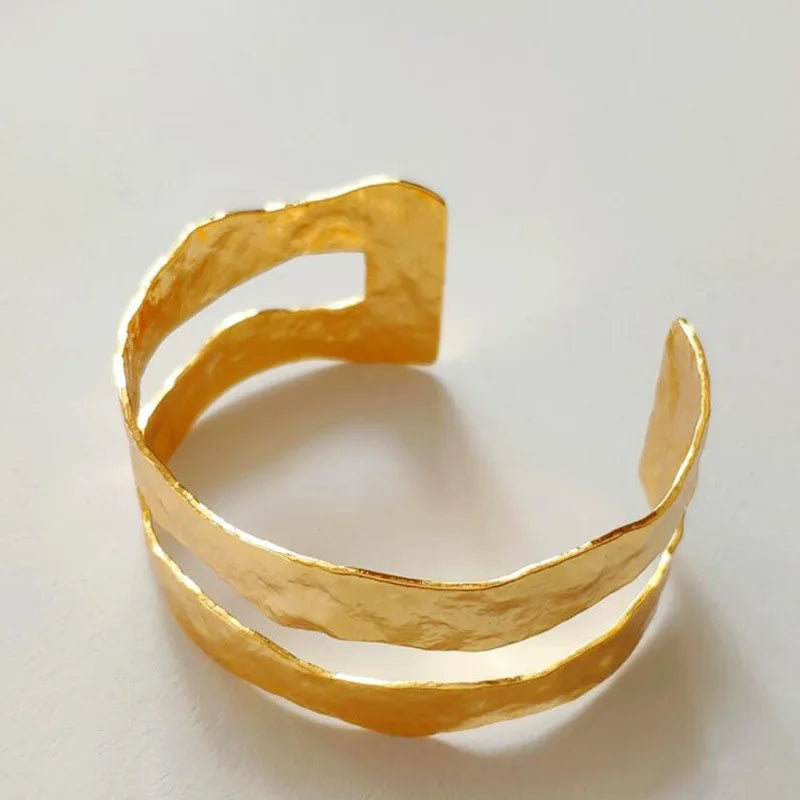 Women's Irregular Hammered Metal Cuff Bracelet