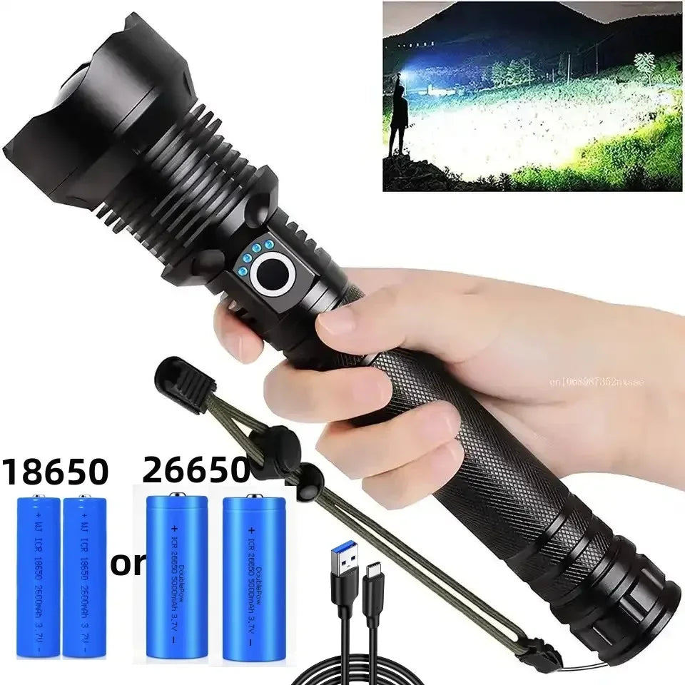 Rechargeable Zoomable LED Flashlight for Camping & Outdoor Use