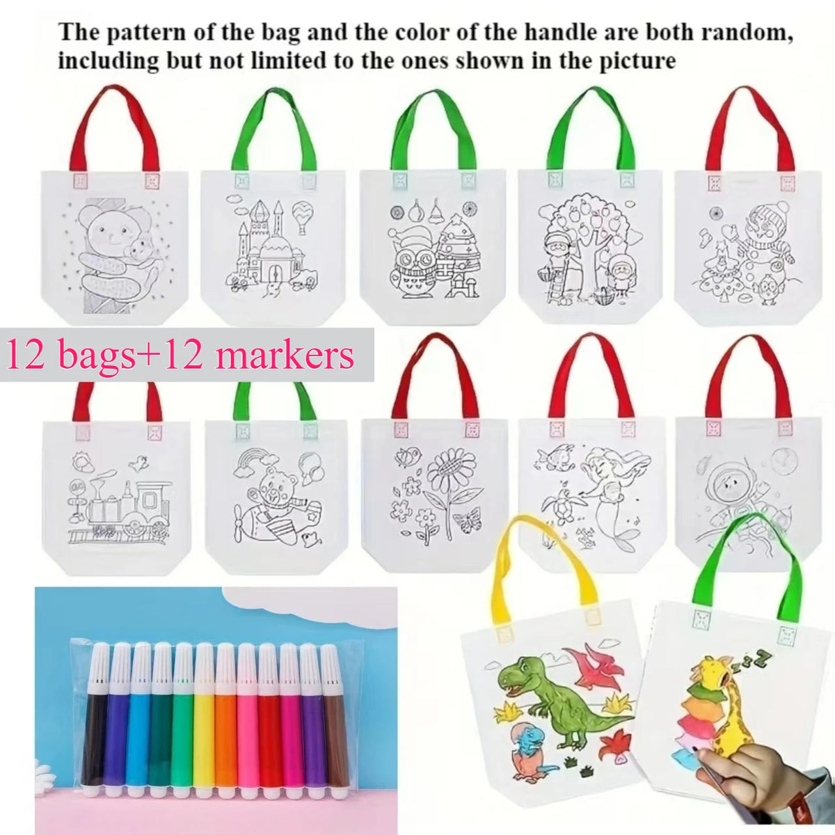 24-Piece DIY Graffiti Bag Kit with 12 Bags & 12 Color Markers