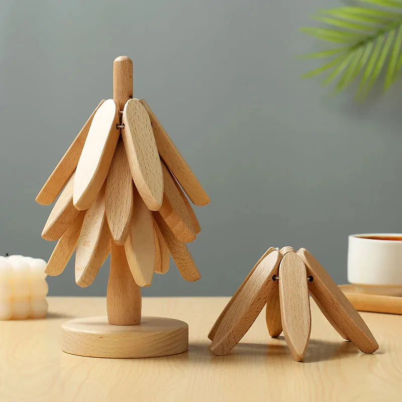 Wooden Christmas Tree Trivet – Heat Resistant Table Mat & Holiday Decor