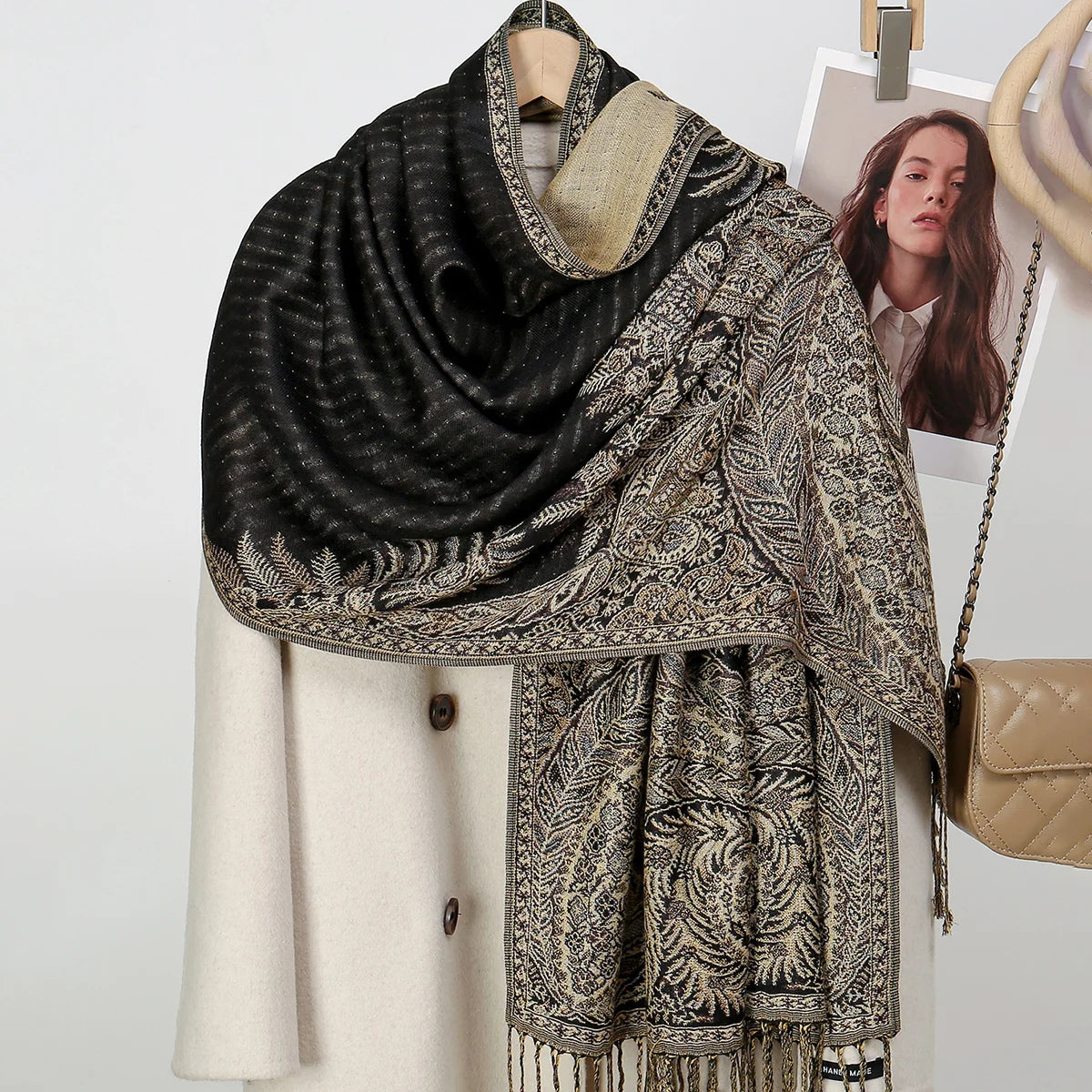 Women's Ethnic Paisley Pattern Large Scarf & Shawl