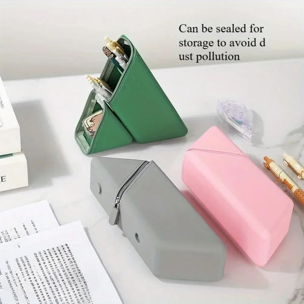 Foldable Silicone Pen Holder – Desktop Stationery Organizer