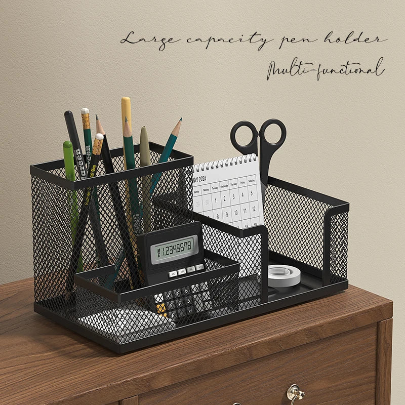 Mesh Desk Organizer – Multi-Compartment Office Supply Caddy