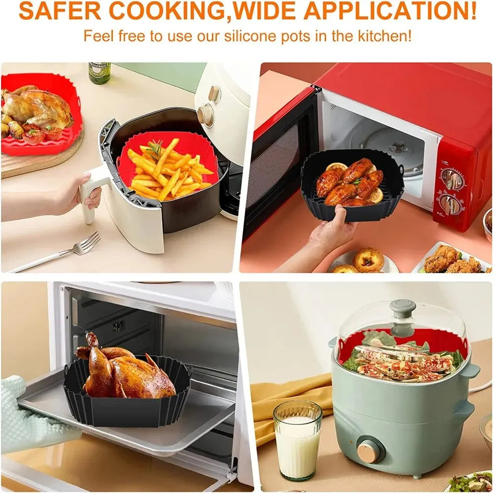 Reusable Silicone Air Fryer Liner – Nonstick Oven Basket Insert