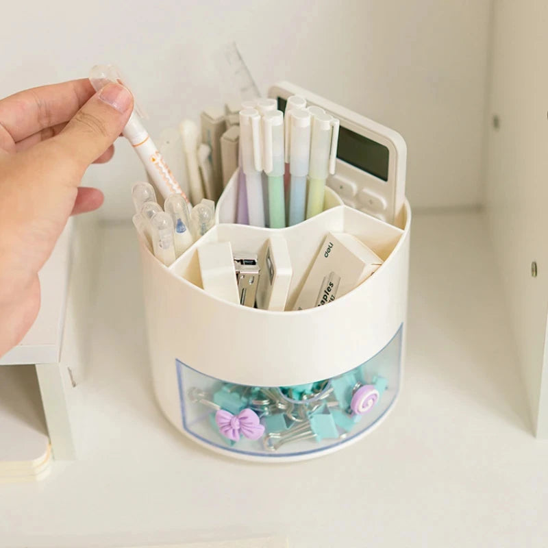 Rotating Pen Holder & Desktop Organizer – Cute Stationery Storage