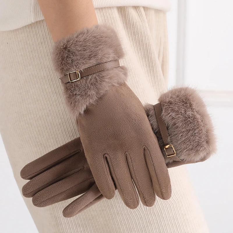 Women's Fleece-Lined Winter Gloves – Warm Windproof Touchscreen Gloves