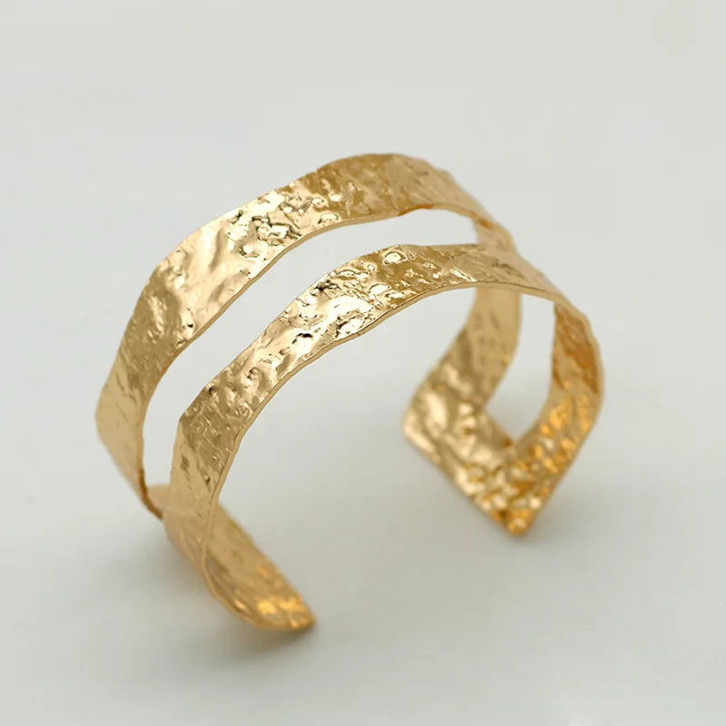 Women's Irregular Hammered Metal Cuff Bracelet