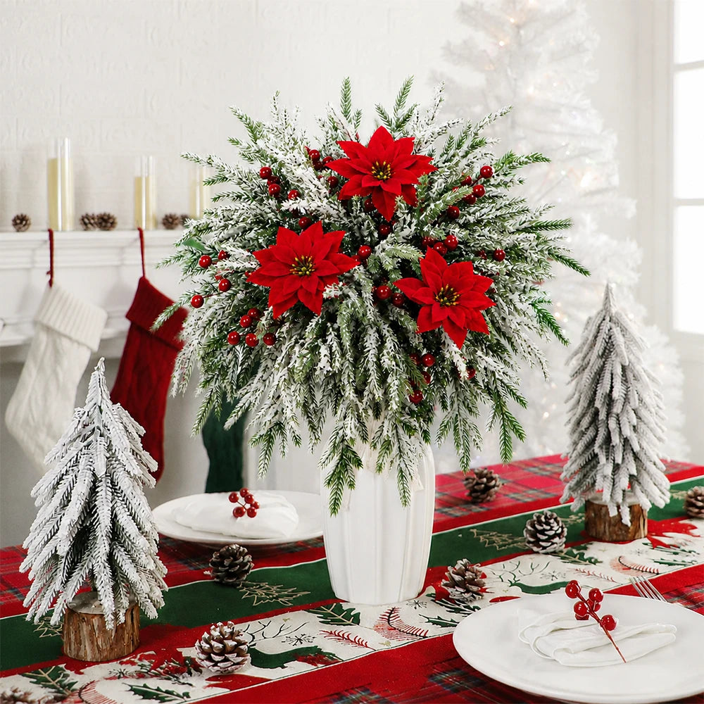18PCS Artificial Pine Needles & Red Berry Christmas Decorations18PCS Artificial Pine Needles & Red Berry Christmas Decorations