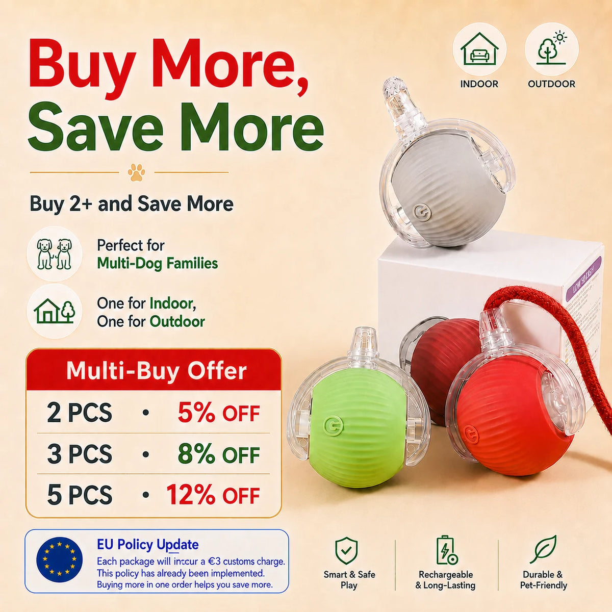 Rechargeable Automatic Rolling Interactive Dog Ball
