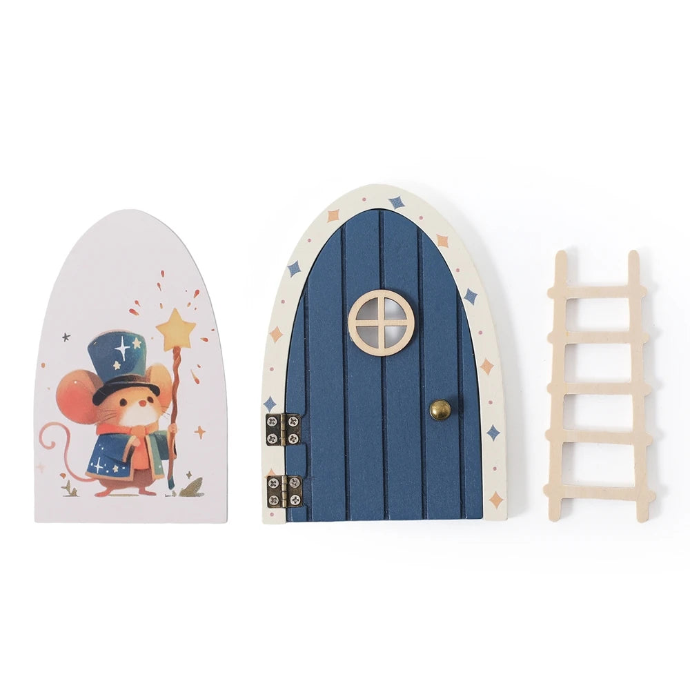 Mini Wooden Fairy Elf Door – Christmas Dollhouse Decoration