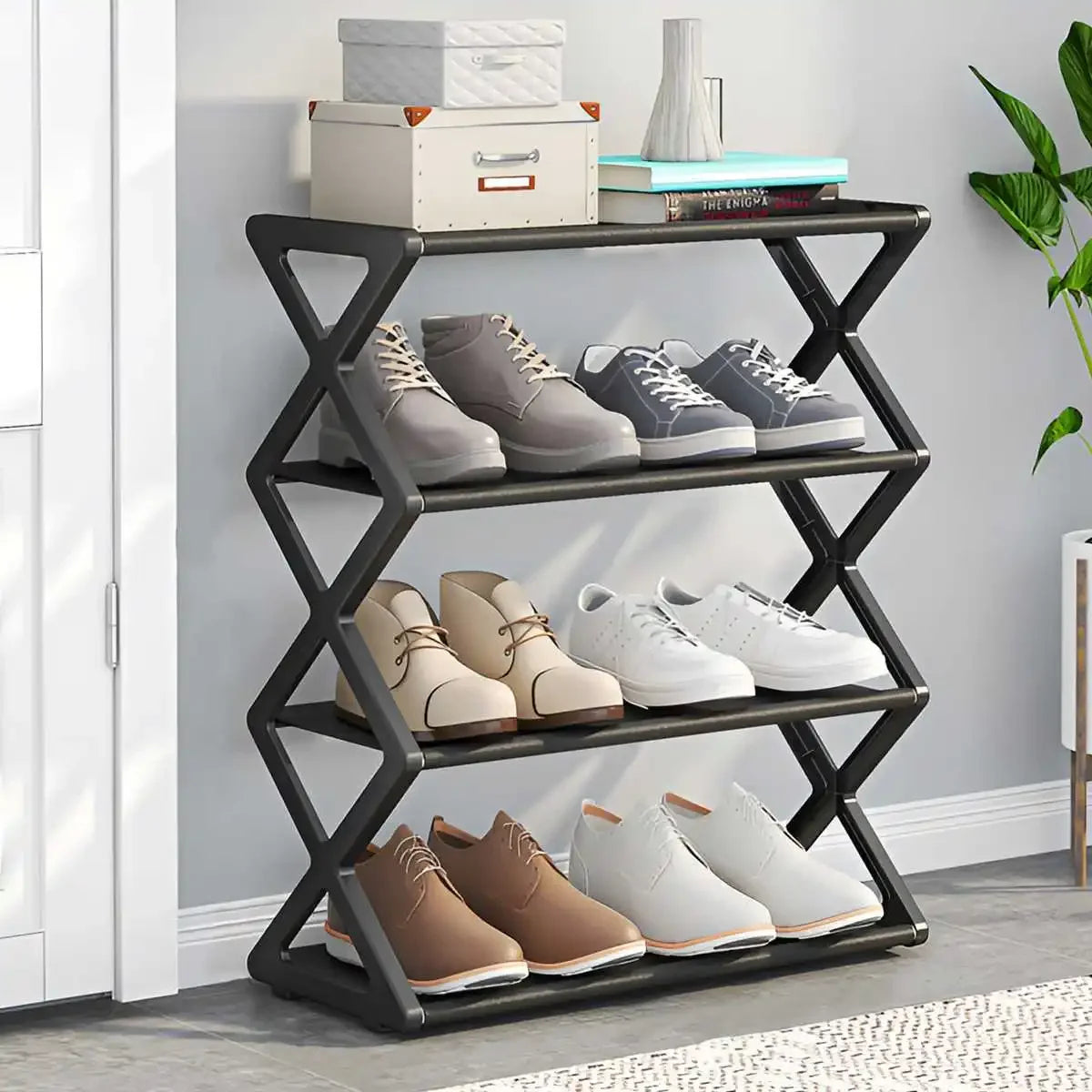4-Tier Foldable Shoe Rack – Space-Saving Shoe Organizer