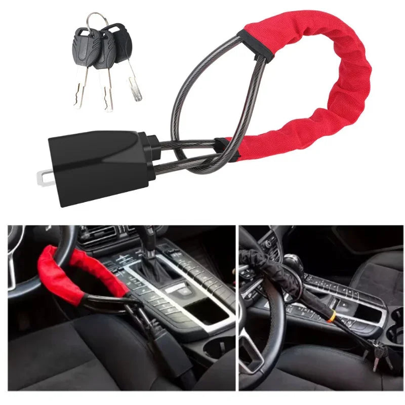 Adjustable Steel Cable Steering Wheel Lock