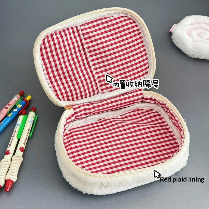 Cute Embroidered Strawberry Pencil Case