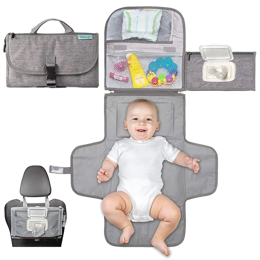 3-in-1 Baby Diaper Changing Pad – Waterproof Portable Travel Organizer