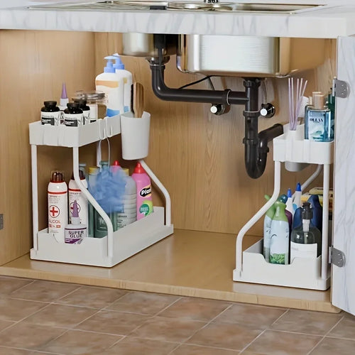 2-Tier Pull-Out Under Sink Organizer Storage Rack