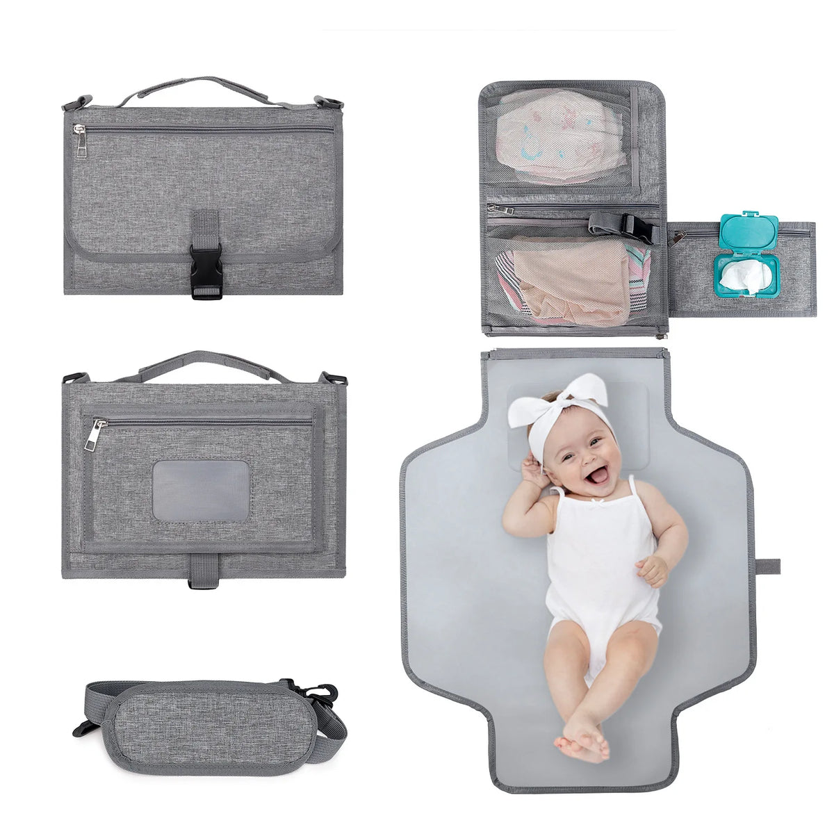 3-in-1 Baby Diaper Changing Pad – Waterproof Portable Travel Organizer