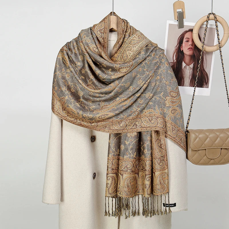 Women's Ethnic Paisley Pattern Large Scarf & Shawl