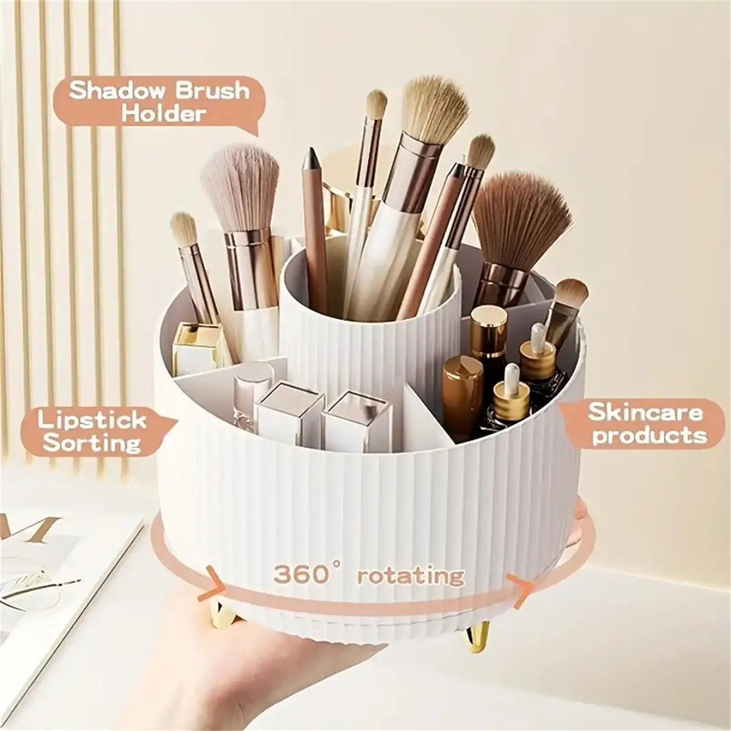 360° Rotating Makeup Organizer with Storage Compartments