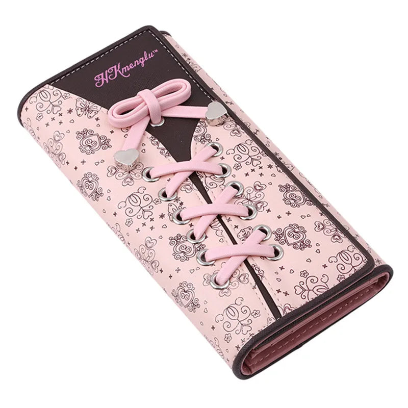Women's Pink Long Wallet with Multiple Card Slots